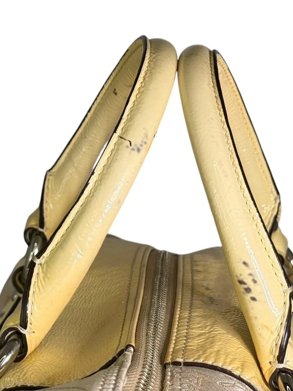 Coach Beige & Yellow Ashley Signature Horse & Carraige Satchel